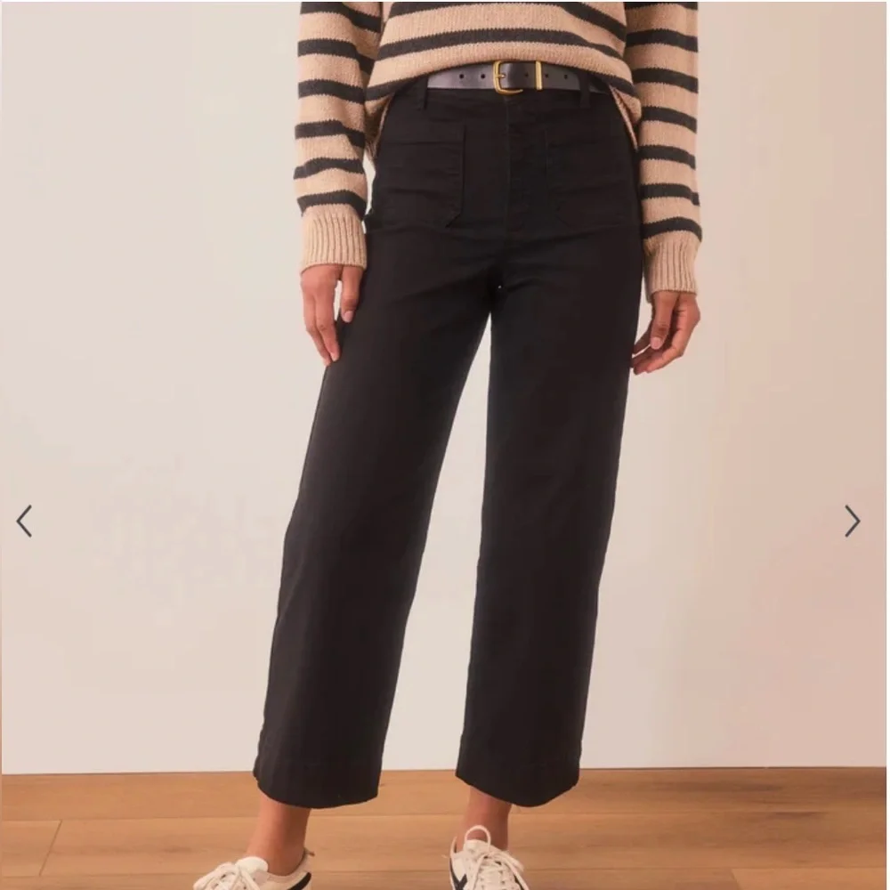 NWT Marine Layer Bridget Wide Leg Crop Pants in Faded Black SZ 10 - Picture 2 of 16